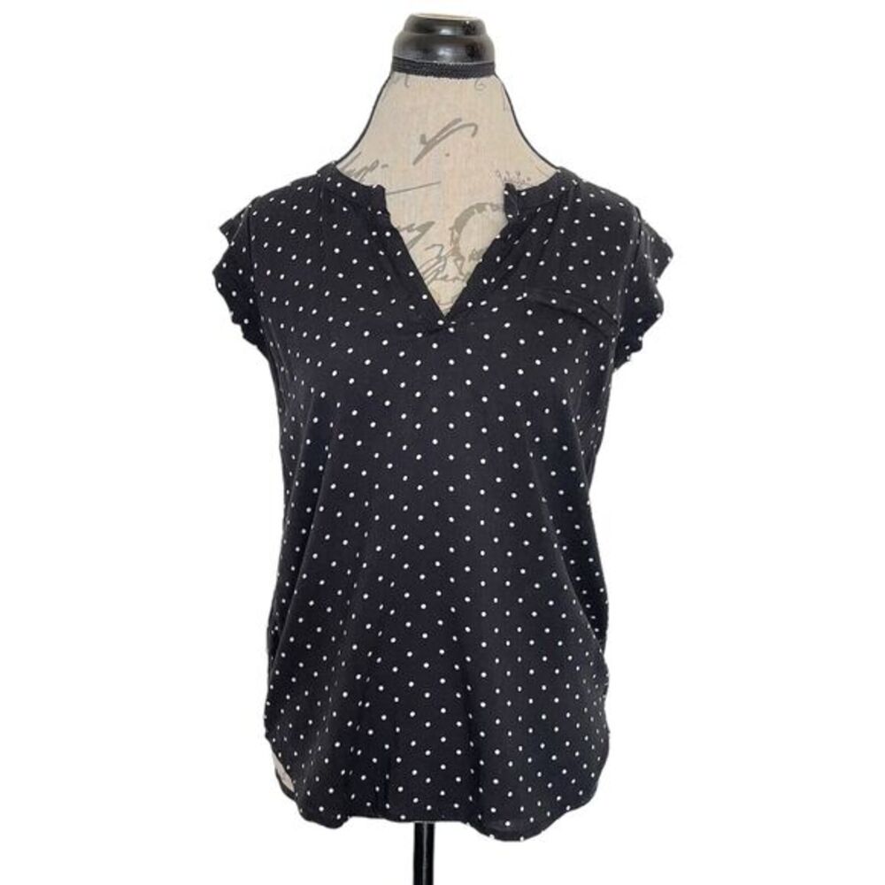 Anne Carson Size Small Womens Polka Dots Blouse Popover Short Sleeve Corpcore